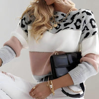 Women's Leopard Yoke Sweater | Relaxed Fit Bold Print Lifestyle