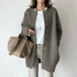 Women's Long Buttoned Knit Cardigan | Elegant Snap Front