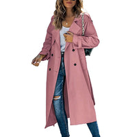 Women's Long Trench Coat | Double-Breasted Classic Fit Front