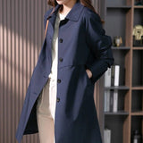 Women's Long Trench Coat | Single Button Front Wrap