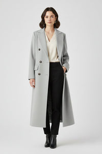 Women's Maxi Coat | Lapel Collar Button Fastening Lifestyle