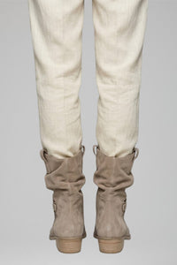 Women's Mid-Calf Boots | Side Zipper Slouchy Suede Fold-Over Back