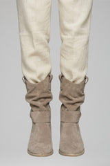 Women's Mid-Calf Boots | Side Zip Slouchy Suede Fold-Over