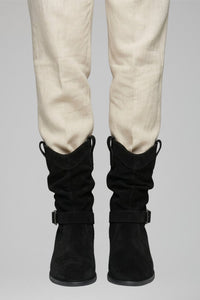 Women's Mid-Calf Boots | Side Zipper Slouchy Suede Fold-Over Lifestyle