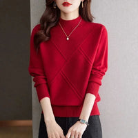 Women's Mock Neck Sweater | Diagonal Rib Sculpted Fit Close Up