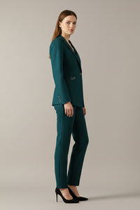 Women's One Button Blazer Set | Straight Trousers with Ring Loop Detail