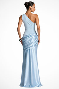 Women's One-Shoulder Maxi Dress | Wedding Guest with Hip Ruching Front