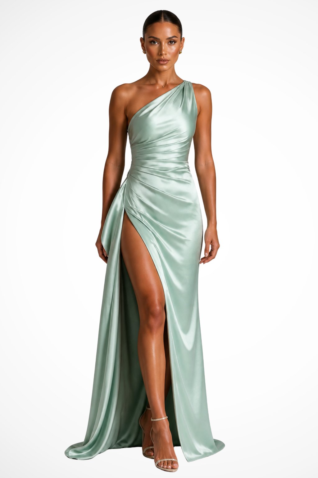 Women's One-Shoulder Maxi Dress | Wedding Guest with Side Split Full