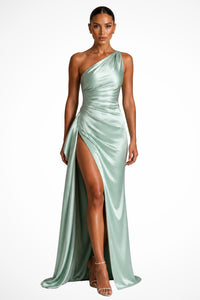 Women's One-Shoulder Maxi Dress | Wedding Guest with Side Split Full