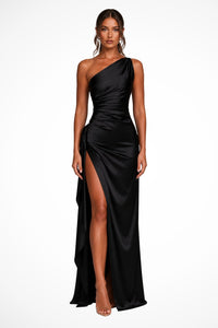Women's One-Shoulder Maxi Dress | Wedding Guest with Side Split View 11