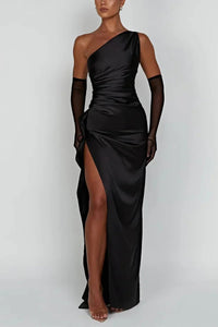 Women's One-Shoulder Maxi Dress | Wedding Guest with Side Split View 12