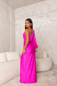 Women's One-Shoulder Slit Evening Maxi Dress - look