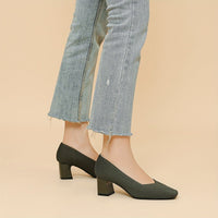 Women's Orthopaedic Block Heel Pumps | Square Toe Office Slip On Full