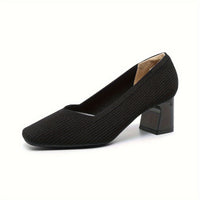 Women's Orthopaedic Block Heel Pumps | Square Toe Office Slip On Side