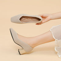 Women's Orthopaedic Block Heel Pumps | Square Toe Office Slip On View 11