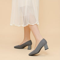 Women's Orthopaedic Block Heel Pumps | Square Toe Office Slip On View 13
