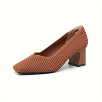 Women's Orthopaedic Block Heel Pumps | Square Toe Office Slip On View 16