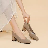 Women's Orthopaedic Block Heel Pumps | Square Toe Office Slip On View 17
