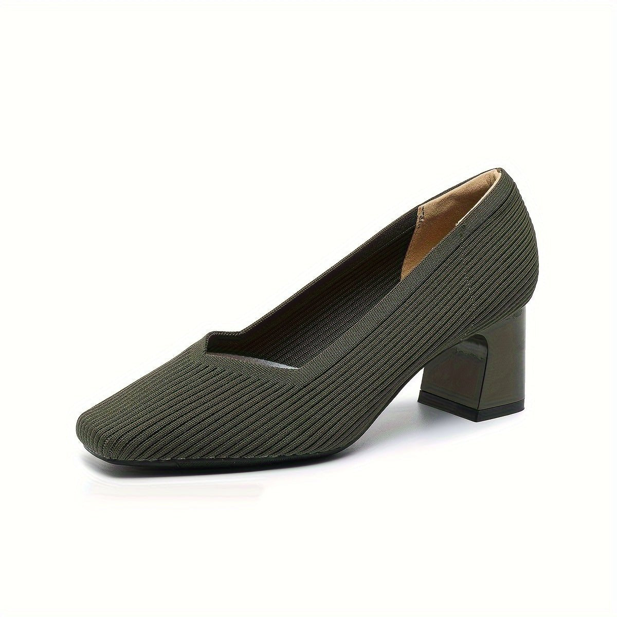 Women's Orthopaedic Block Heel Pumps | Square Toe Office Slip On View 18