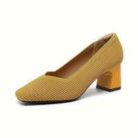 Women's Orthopaedic Block Heel Pumps | Square Toe Office Slip On View 19