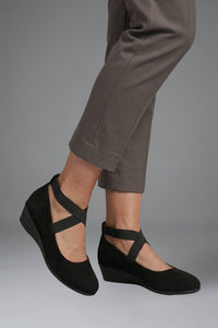 Women's Orthopaedic Slip-On Flats | Elastic Cross Strap Everyday Side