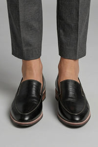 Women's Orthopaedic Slip-On Loafers | Stacked Heel Office Flat Detail