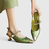 Women's Orthopaedic Textured Heels | Slingback Formal Kitten Heel