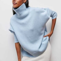 Women's Oversized Roll Neck Sweater | Relaxed Drape Soft Knit Hero