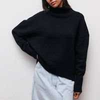 Women's Oversized Roll Neck Sweater | Relaxed Drape Soft Knit Lifestyle