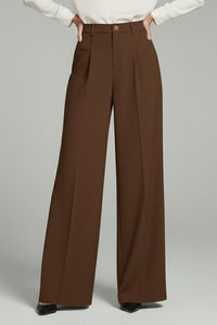 Women's Palazzo Trousers | Front Pleats with Back Pockets Close Up