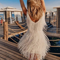 Women's Party Mini Dress | Fringe Detail with V Neck Front