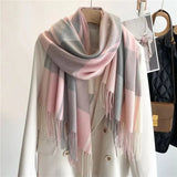 Women's Plaid Check Scarf | Fringe Edge Warm Wrap