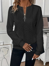 Women's Quarter Zip Knit Sweater | Soft Relaxed Fit View 11