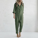 Women's Relaxed Linen Jumpsuit | Button Front Airy Fit