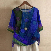 Women's Retro Floral Blouse | Short Sleeve - detail