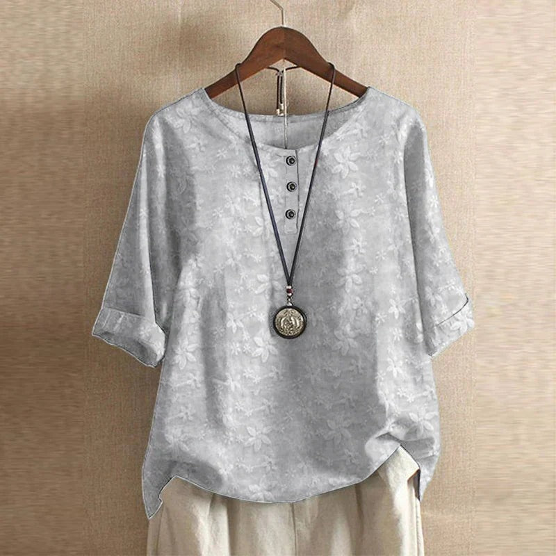 Women's Retro Floral Blouse | Short Sleeve - lifestyle