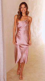 Women's Satin One-Shoulder Midi Dress | Wedding Guest Asymmetric