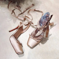 Women's Satin Platform High Heels | Square Toe Ankle Strap Detail