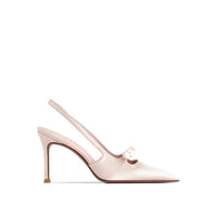 Women's Satin Slingback Heels | Pointed Toe with Bow Strap Detail