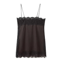 Women's Satin Two-Piece Set | Midi Skirt with Trim Hem Detail Front