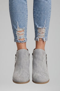 Women's Side Zipper Ankle Boots | Block Heel Fall Style Angle