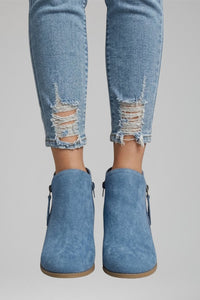 Women's Side Zipper Ankle Boots | Block Heel Fall Style Detail