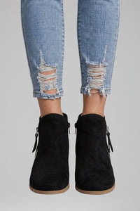 Women's Side Zipper Ankle Boots | Block Heel Fall Style Full