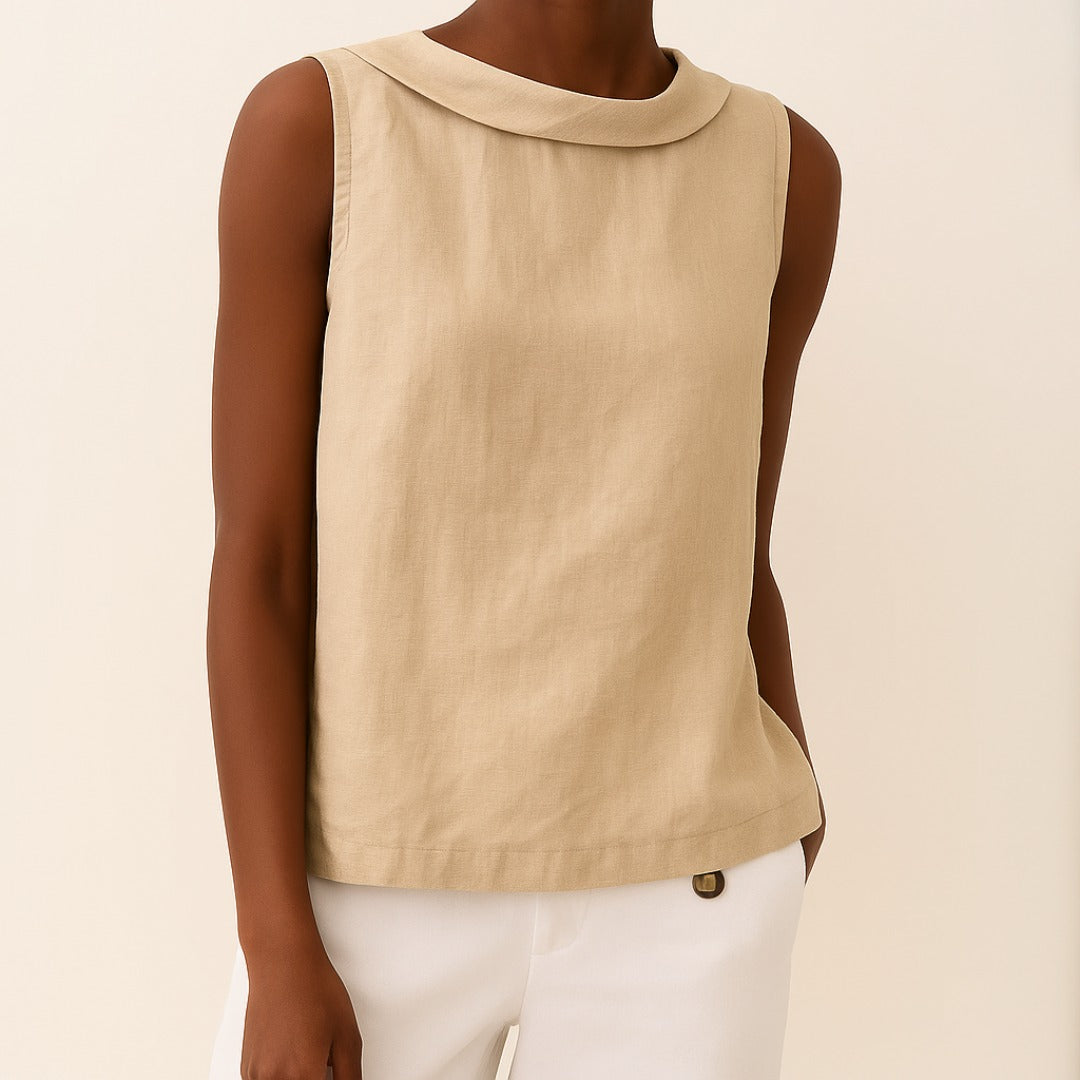Women's Sleeveless Collar Top - back