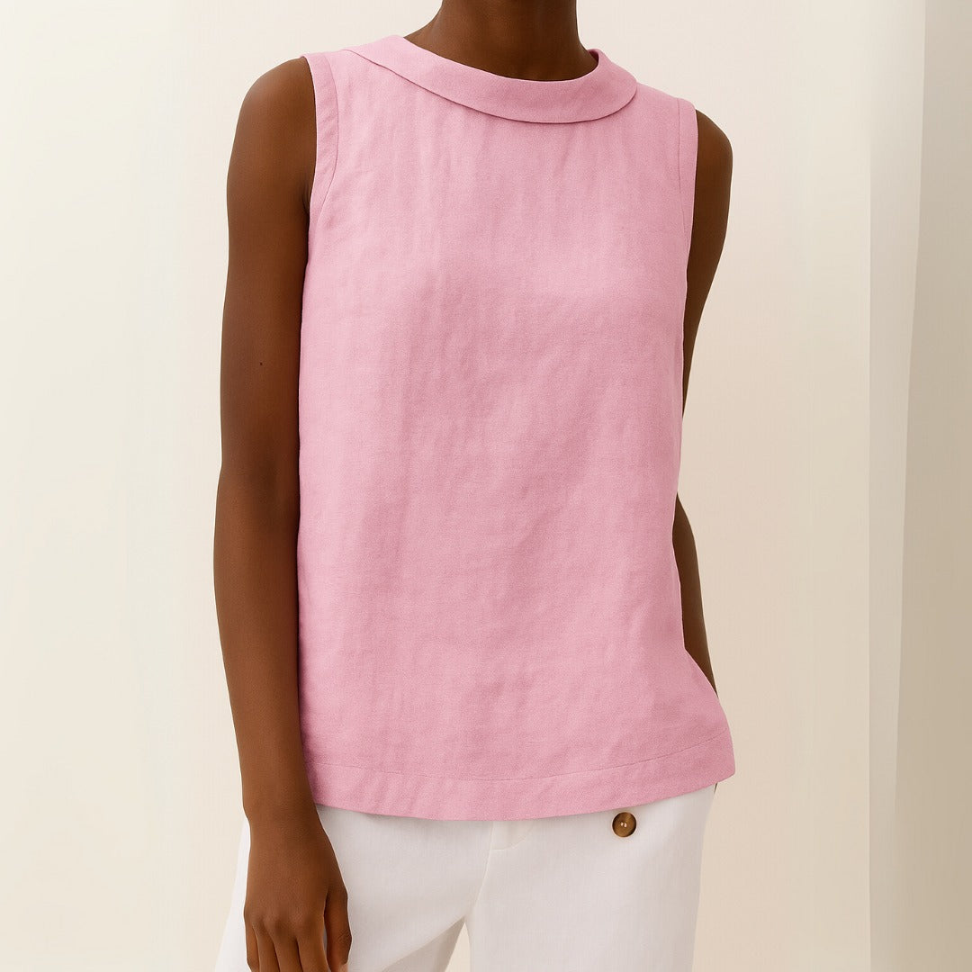 Women's Sleeveless Collar Top - close-up