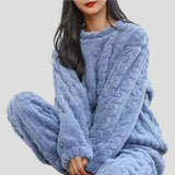 Women's Soft Fleece Pajama Set | Textured Knit Lounge Fit