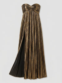 Women's Strapless Maxi Dress | Wedding Guest Twisted Bodice Leg Split View 11