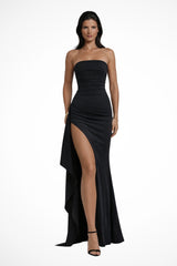 Women's Strapless Maxi Dress | Wedding Guest with High Side Slit