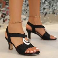 Women's Strappy Open Toe Heels | Ankle Strap with Ring Detail Detail