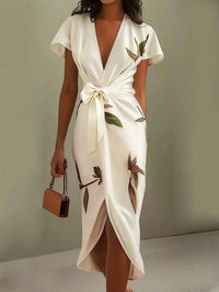 Women's Stylish Wrap Midi Dress - back